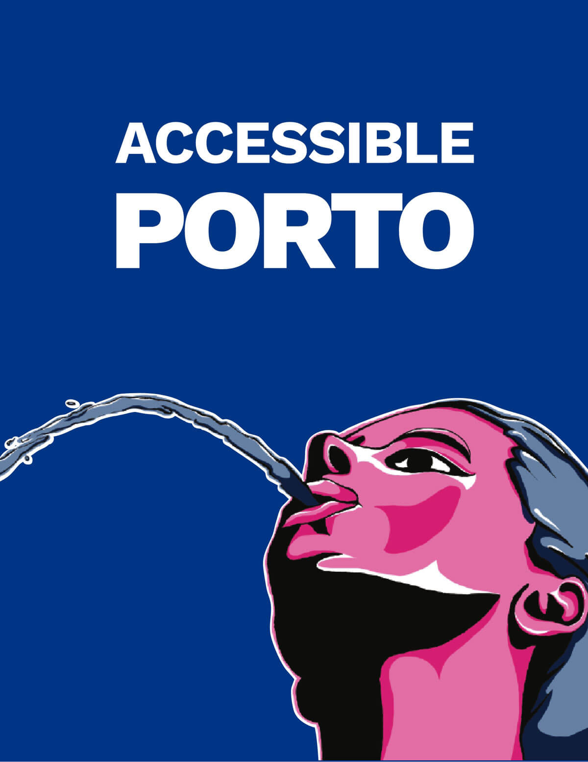 Illustration of a human face blowing water in an arc.